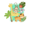 Funny jungle animals united