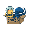 Cat and alien on peace