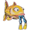 Funny fish with a diver