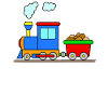 Railway train with steam locomotive