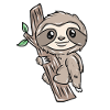 Slow sloth on tree