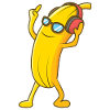 Banane disco avec écouteurs cool