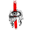 Oeil encré rouge