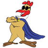 Rooster with a blue cape