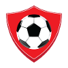 detailed football on red shield