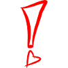 Exclamation mark with heart red