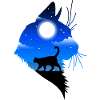 cat silhouette with landscape