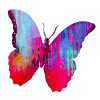 butterfly, graffiti, painting, red, pink