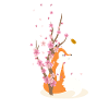 Sweet cherry blossom fox motif