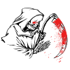 Dead with bloody scythe
