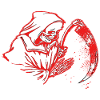 Dead with bloody scythe