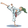 Karate foot kick over head