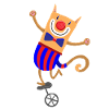 Clown cat on a unicycle