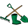Garden shovel rake gummistiefel