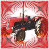 Tracteur rouge à motif radiant