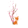 Sweet cherry blossom fox motif