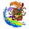 Tiki mask surfer