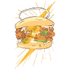 Chicken Sandwich mit Heiligenschein.