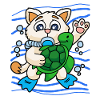 KITTY WITH SEA TURTLE