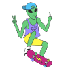 Skateboarding Alien