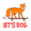 Fuchs auf Skateboard