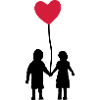 Kids and heart balloon