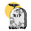 Gravestone with crow