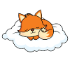 Little fox sleeping on cloud