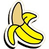 Half peeled banana