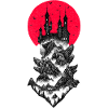 Castle Dracula - black, white, red
