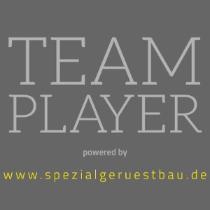 „Teamplayer” in hellgrauer Schrift