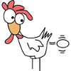 Chicken lays an egg
