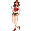 Woman in beach outfit