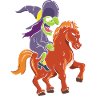 Sorcière Halloween avec cheval