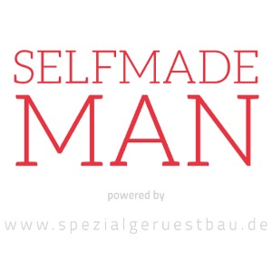 „Selfmademan” in hellroter Schrift