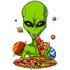 Space Alien Eating Pizza