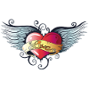 Big heart with wings, Tattoo Style.