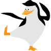 Penguin stands on one leg