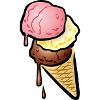 Eistüte mit drei Kugeln Eis