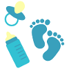 Baby icons pacifier feet vial blue cartoon