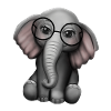 Elephant nerd glasses elephant