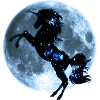Enhjørning fullmåne, måne, unicorn, moon, fantasy