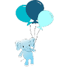 Customizable Elephant with balloons