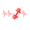 Dumbbell Heartbeat ECG Red