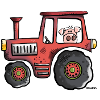Pig driving a tractor