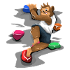 Monkey climbs on a wall