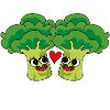 Broccoli heart cartoon vegan couple
