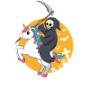 Halloween Einhorn Sensenmann