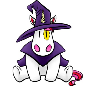 Einhorn als Hexe zu Halloween