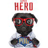 Pug, funny dog, superhero